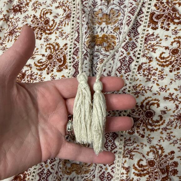 Lucky Brand Women’s Small  Aztec Boho Print Peasant Shirt - Picture 4 of 10